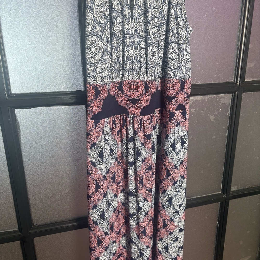 Wisp Petites Boho Maxi Dress Navy Pink Paisley Sleeveless US 2P - Picture 2 of 10